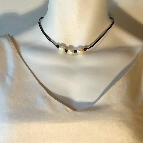 2 pc. Pearl Choker & Necklace Minimalist Parisian boho timeless chic - Picture 3 of 6